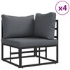 vidaXL Gartensofa-set mit Kissen 9 pcs Schwarz Stahl