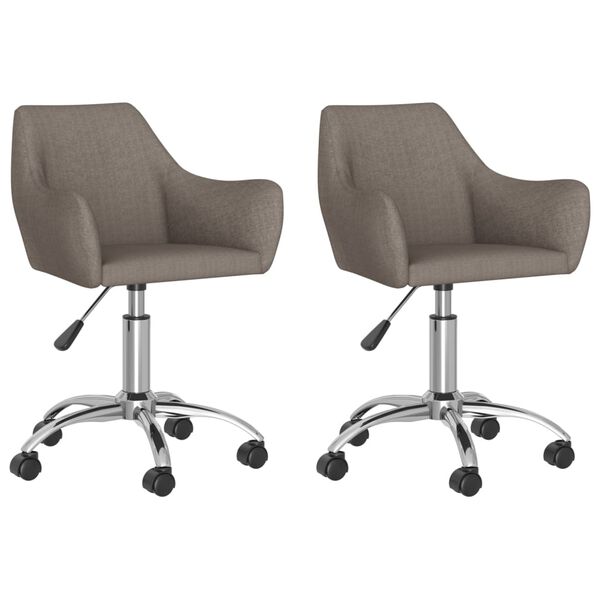 vidaXL Esszimmerst&uuml;hle 2 Stk. Drehbar Taupe Stoff