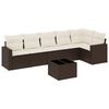 vidaXL 7-tlg. Garten-Sofagarnitur mit Kissen Braun Poly Rattan