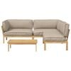 vidaXL Sofa Set mit Kissen Uni 4 pcs Taupe Massivholz Akazie