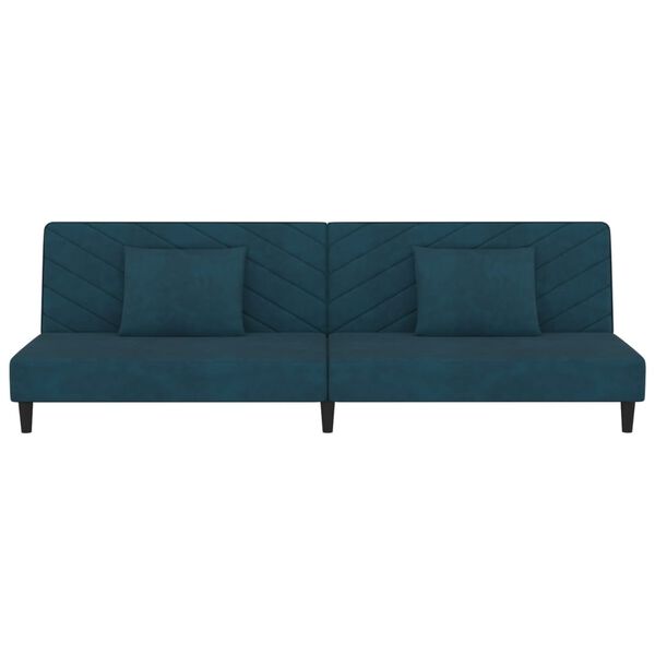 vidaXL Schlafsofa 2-Sitzer mit 2 Kissen Blau Samt