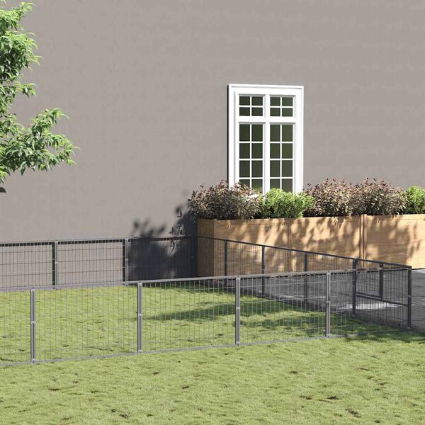 vidaXL Hundezwinger Silbern 30 m&sup2; Stahl