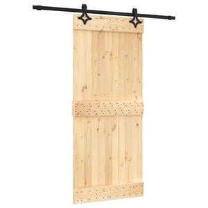 vidaXL Schiebet&uuml;r 90 x 210 cm Massivkiefer (Unbehandelt)