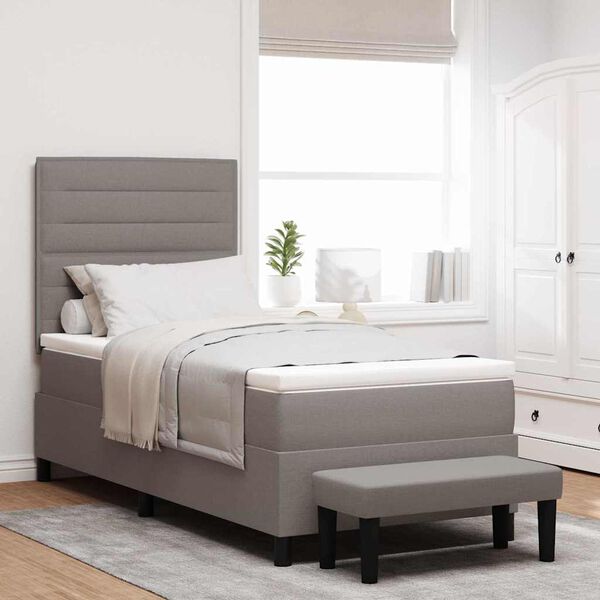 vidaXL Boxspringbett mit Kopfteil Taupe 90 x 200 cm Stoff