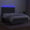 vidaXL Boxspringbett mit Matratze & LED Dunkelgrau 140x190 cm Stoff