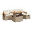 vidaXL 6-tlg. Garten-Sofagarnitur mit Kissen Beige Poly Rattan