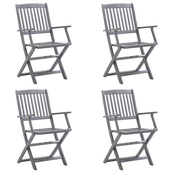 vidaXL Klappbare Gartenst&uuml;hle 4 Stk. mit Sitzkissen Massivholz Akazie
