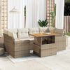 vidaXL 7-tlg. Garten-Sofagarnitur mit Kissen Beige Poly Rattan