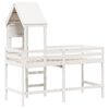 vidaXL Hochbett mit Leiter und Dach Wei&szlig; 90x190 cm Massivholz Kiefer
