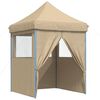 vidaXL Partyzelt Faltbar Pop-Up mit 4 Seitenteilen Beige
