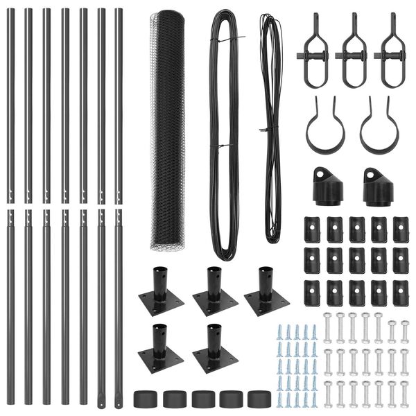 vidaXL Zaunpfosten Grau 10 x 0,8 m (13 mm Maschen) Stahl und PVC