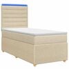vidaXL LED Boxspringbett mit Matratze Creme 90 x 190 cm Stoff