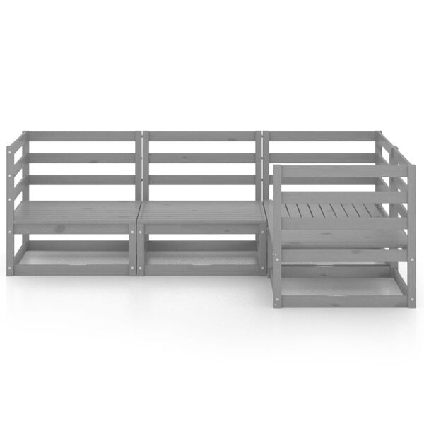 vidaXL 4-tlg. Garten-Lounge-Set Grau Massivholz Kiefer