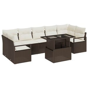 vidaXL Gartensofa-set 8 Stk. 7-Sitzanzahl Braun und Creme Poly-Rattan