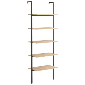 vidaXL Leiterregal mit 5 B&ouml;den Hellbraun und Schwarz 64x35x185 cm