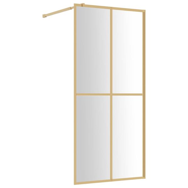 vidaXL Duschwand für Begehbare Dusche ESG Klarglas Golden 100x195cm