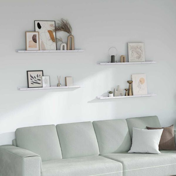 vidaXL Wandregal 4 pcs Wei&szlig; Marmor 100 x 9 x 3 cm Holzwerkstoff