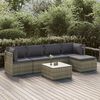vidaXL 6-tlg. Garten-Lounge-Set mit Kissen Grau Poly Rattan