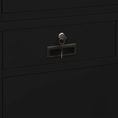 vidaXL Büroschrank Schwarz 90x40x180 cm Stahl und Hartglas