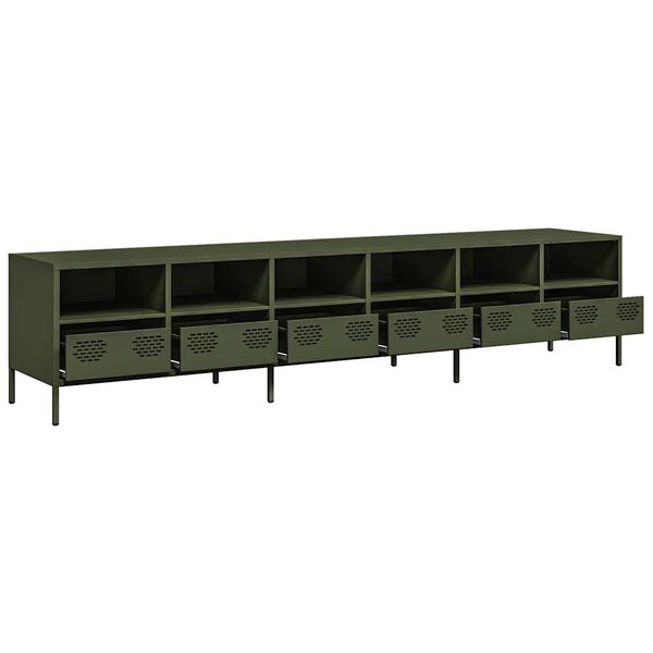 vidaXL TV-Schrank Olivgr&uuml;n 202x39x43,5 cm Kaltgewalzter Stahl