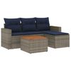 vidaXL 5-teiliges Gartensofa-Set mit Kissen, grau, Polyrattan