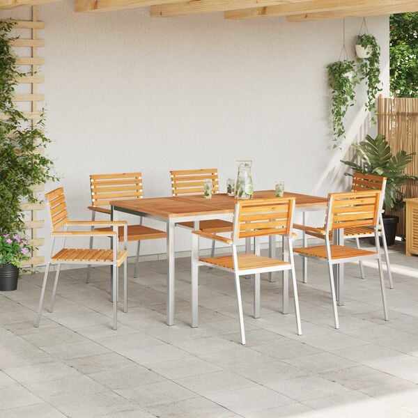 vidaXL Garten-Ess-Set 7 pcs Braun Massives Teakholz