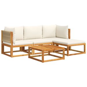 vidaXL 5-tlg. Gartensofa-Set mit Kissen Holz Akazie & Seil