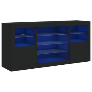 vidaXL Sideboard mit LED-Leuchten Schwarz 142,5x37x67 cm