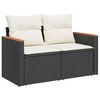 vidaXL Garten-Sofa-Set mit Kissen mit Speicher Schwarz Poly Rattan