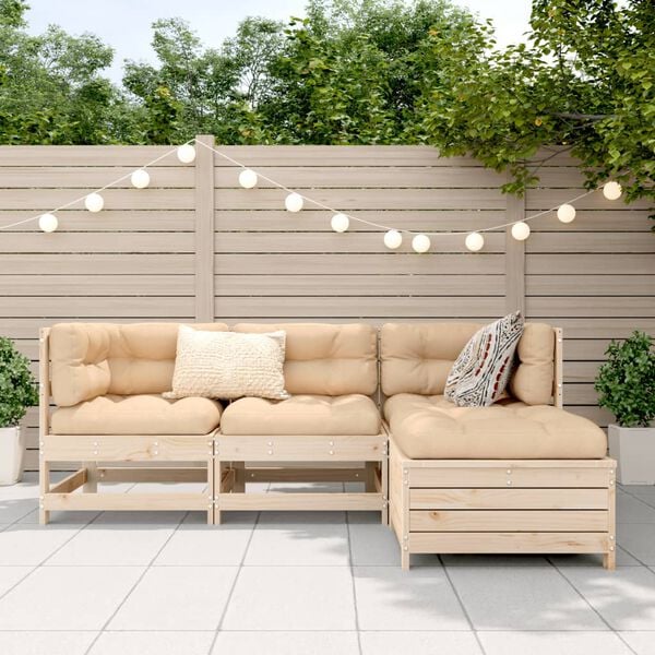 vidaXL 4-tlg. Garten-Sofagarnitur Massivholz Kiefer