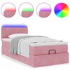 vidaXL Ottoman-Bett mit Matratze & LEDs Rosa 90x190 cm Samt