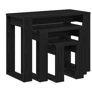 vidaXL Satztische 3 Stk. Schwarz Eichen-Optik 61 x 28 x 47 cm