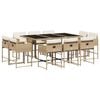 vidaXL 11-tlg. Garten-Essgruppe mit Kissen Beige Poly Rattan