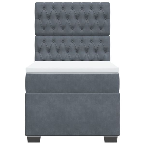 vidaXL Boxspringbett mit Matratze Dunkelgrau 90x190 cm Samt