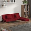 vidaXL Schlafsofa 2-Sitzer mit 2 Kissen & Hocker Weinrot Stoff