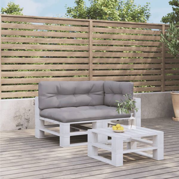 vidaXL Palettenkissen 3-tlg. Grau Stoff