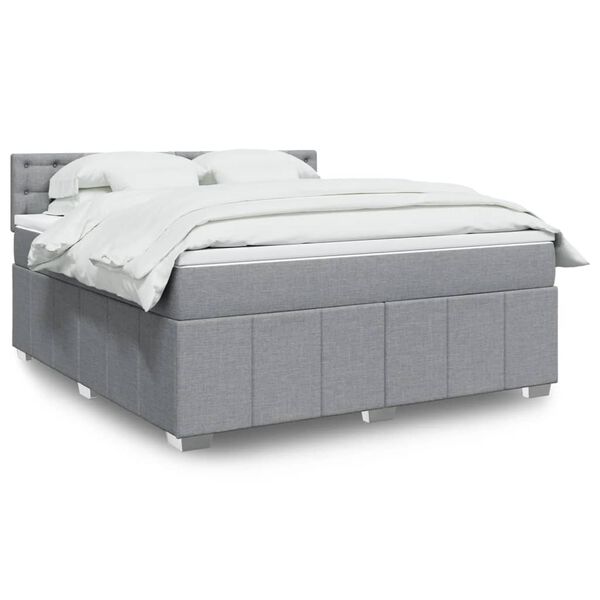 vidaXL Boxspringbett mit Matratze Hellgrau 180x200 cm Stoff
