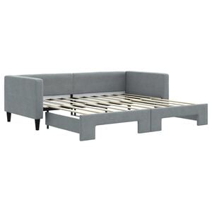 vidaXL Tagesbett Ausziehbar Hellgrau 100x190 cm Stoff