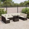 vidaXL Garten-Sofa-Set mit Kissen 11 pcs Braun und Creme Poly-Rattan