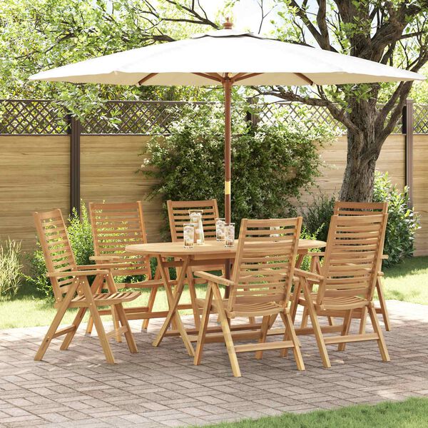 vidaXL Garten Essgruppe 7 pcs Braun Massivholz Teak