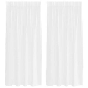 vidaXL Voile-Vorhang mit Vorh&auml;ngen 2 pcs Wei&szlig; 175 x 140 cm Polyester