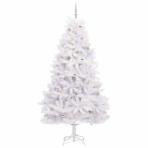 vidaXL K&uuml;nstlicher klappbarer Weihnachtsbaum Wei&szlig; 240 cm PVC und Stahl