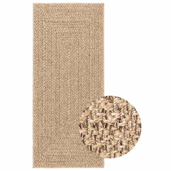 vidaXL Teppich ZIZUR Beige 80x200 cm Jute-Optik Indoor und Outdoor
