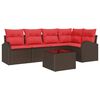 vidaXL Gartensofa-set mit Kissen 6 pcs Braun und Rot Poly-Rattan