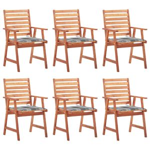 vidaXL Garten-Essst&uuml;hle 6 Stk. mit Kissen Massivholz Akazie