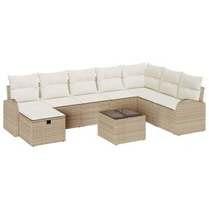 vidaXL Sofa Set 9 Stk. Beige und Creme Poly-Rattan