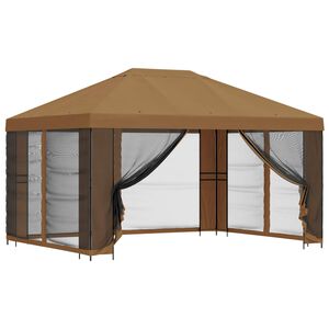 vidaXL Garten Pavillon mit Seitenw&auml;nden 4 x 3 m Beige