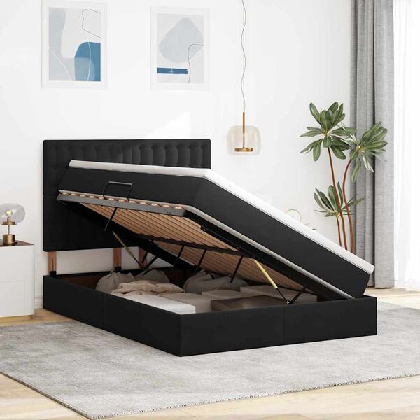 vidaXL Aufbewahrungsbett mit Matratze Schwarz 140 x 200 cm Samt