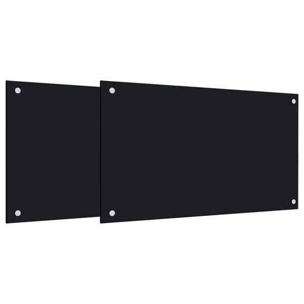vidaXL K&uuml;chenr&uuml;ckw&auml;nde 2 Stk. Schwarz 70x60 cm Hartglas