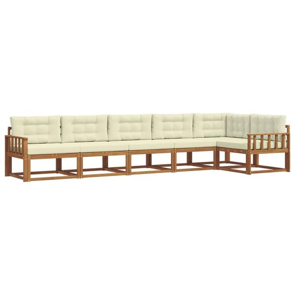 vidaXL Outdoor-Sofagarnitur mit Kissen 6 pcs Natur und Creme